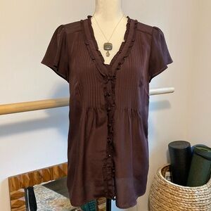 Ann Taylor eggplant burgundy blouse 8